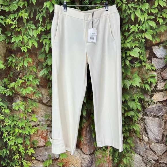 NWT VINCE. Ivory Cargo Capri Wool Pants, 0